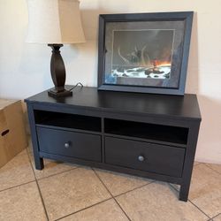 TV Stand, Wall Art And Lamp