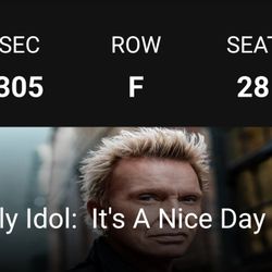 Billy Idol Concert For  Tuesday  September 23 