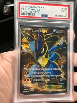Pokemon TCG 2014 XY Furious Fists Lucario EX 107 full art holo rare PSA 2 graded