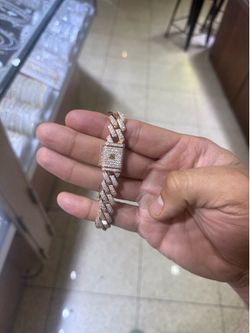Cuban link bracelet 70 grams 14k rose gold 10 ct vs diamonds