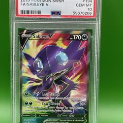 2020 Pokemon Sword & Shield 194 Sableye V Full Art PSA 10