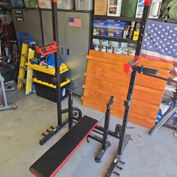 Weight Squat Rack with free bench