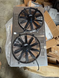 34” Aluminum Shroud 2x14" radiator Fans1993 Chevy GMC C/K 2500 3500 6.5L AT