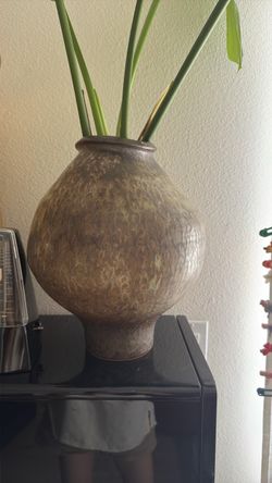 Large Round Ceramic Stoneware Vase