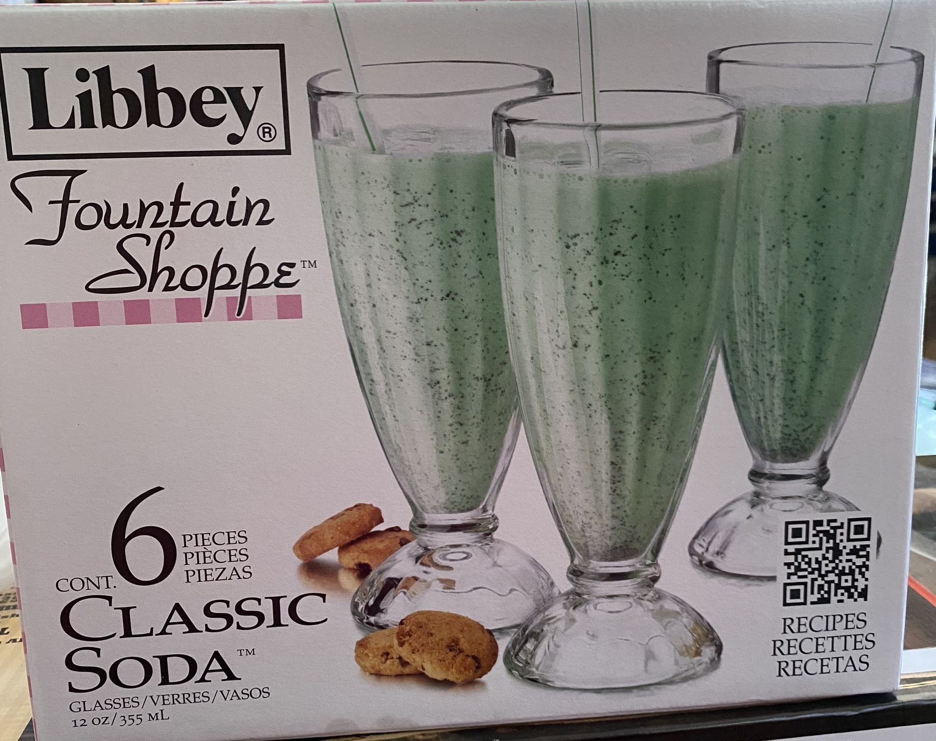 New Fountain Shoppe 6 Classic Soda Glasses