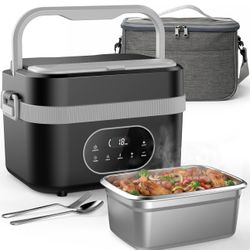 New-Electric Lunch Box for Adults: 1.5L Cordless Lunch Box with Automatic Heating 18000mAh Rechargeable Portable Food Warmer with Tray Divider and Bag
