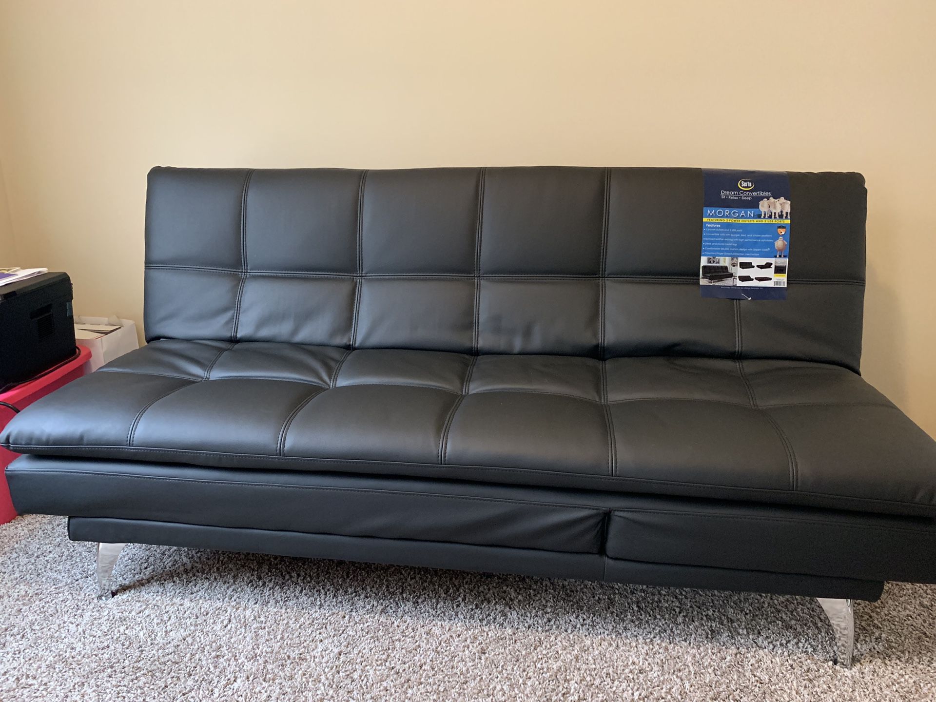 Black Serta “Morgan” convertible sofa