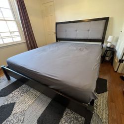 KING BED FRAME - DARK BROWN