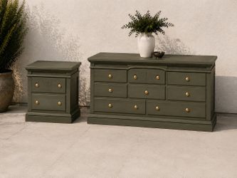 🌿 Mountain Olive Dresser & Nightstand Set 🌿