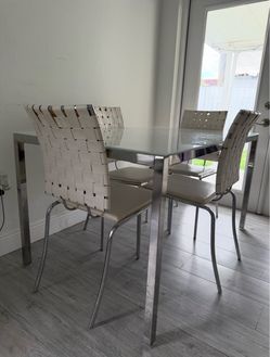 Glass Top Dining Table with 4 Chairs