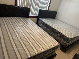 2 Queen Bed Frames With 2 Mattresses Set All New Furniture And Free Delivery Free Installation 