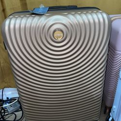 Gold checked Luggage 