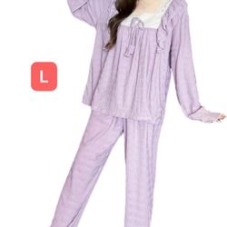 Womens Fall Long Sleeve Pajamas Set, Casual Sleep Shirt Womens Loungewear Set Sweet Nightie