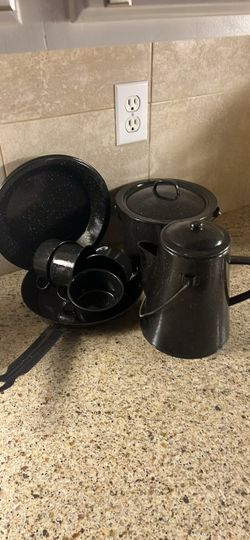 Black Enamelware Camping Cookware Set