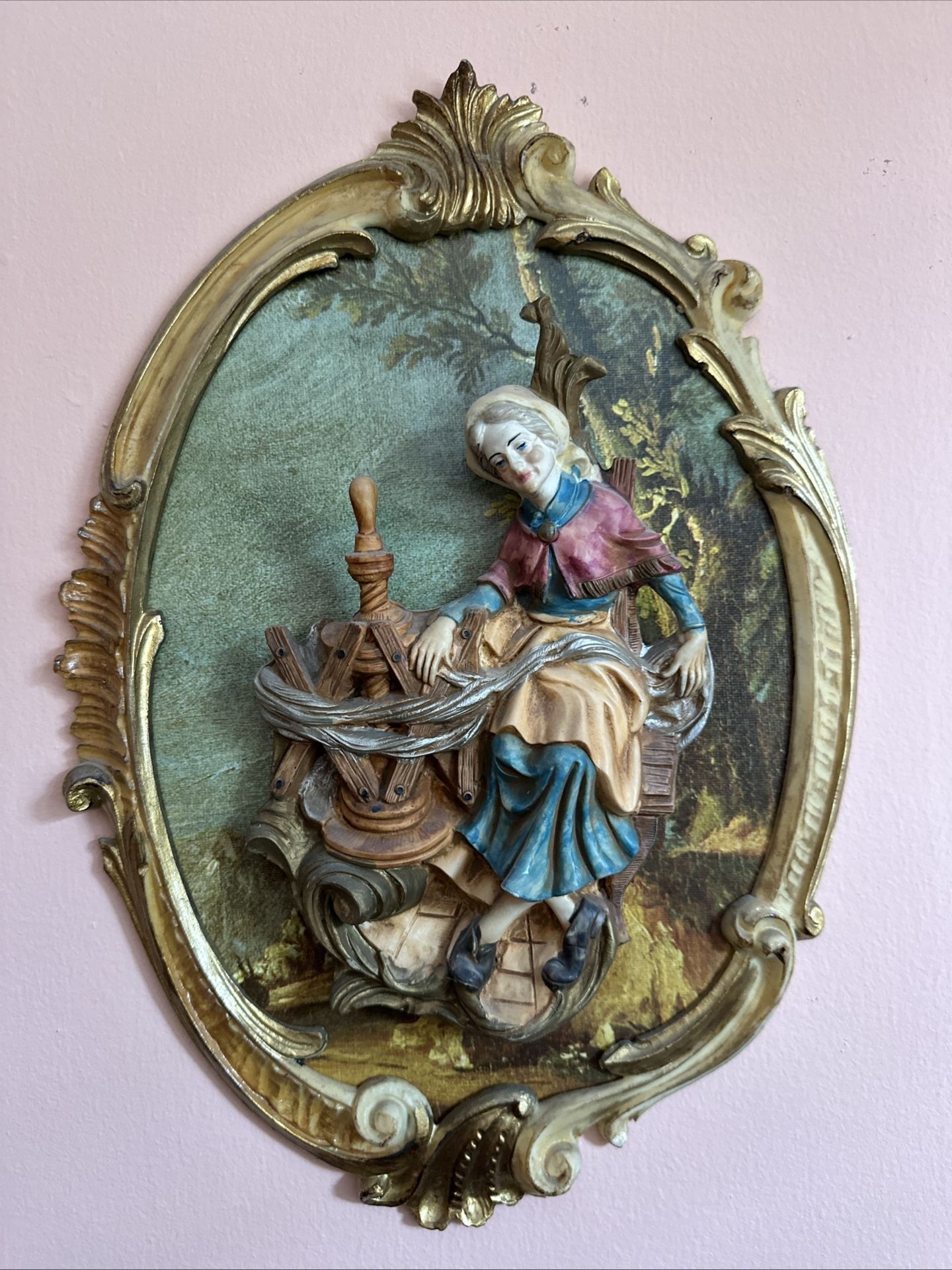 Italian Empire Vintage 3D Oval Wall Plaque 24x18