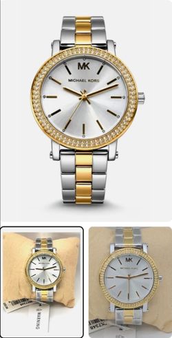 Michael Kors Two-Tone Women’s Watch – Silver & Gold with Crystal Bezel