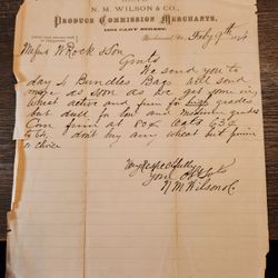  1874 Richmond VA Re: Produce & Prices Letter Good Content! (Transcribed)