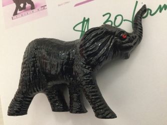 ELEPHANT/BLACK WITH RED JEWEL EYES