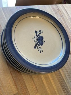6 Plates Blue Heart Vintage