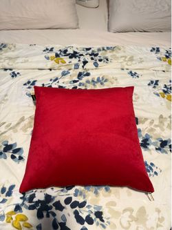 Red suede goose feather pillow 20x20