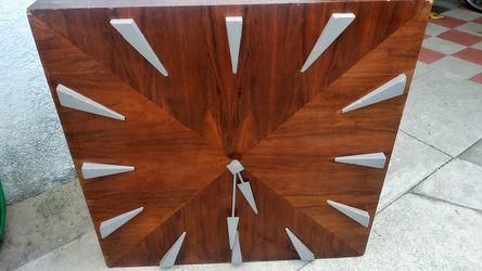 Mid century Wall clock solid wood. Not working