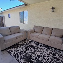 Beige Ashleys Furniture Couch and Loveseat(WILL DELIVER)