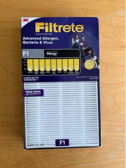 3M F1 Filtrete Advanced Allergen Bacteria & Virus True Hepa Room Air Purifier Filter