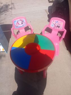 Lil kids Table with Two Disney pink Chairs