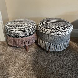 Pair Footstools 1 Has Loose Tassels 