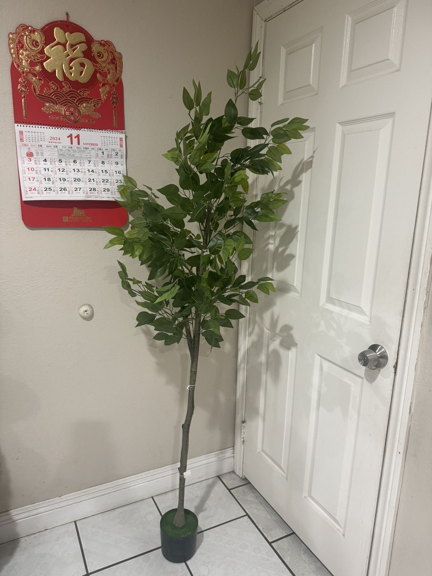 Fake Ficus Tree 6FT Tall Faux Plant(72" in), Indoor Fake Fig Tree with Natural Wood Trunk & Lifelike Fruits, Artificial Plants Perfect for Modern Home