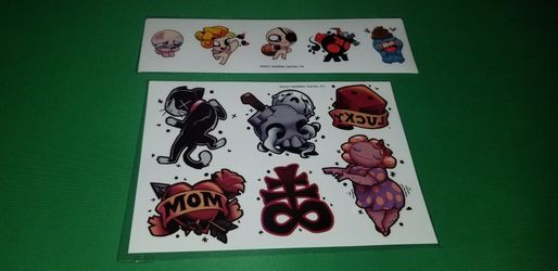 The Binding Of Isaac Four Souls Kickstarter Exclusive Art Page And Stickers And Tattooos