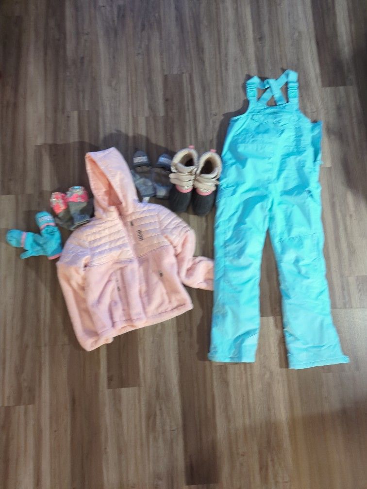 Girls (Size 10-12) Snow Bib And Jacket