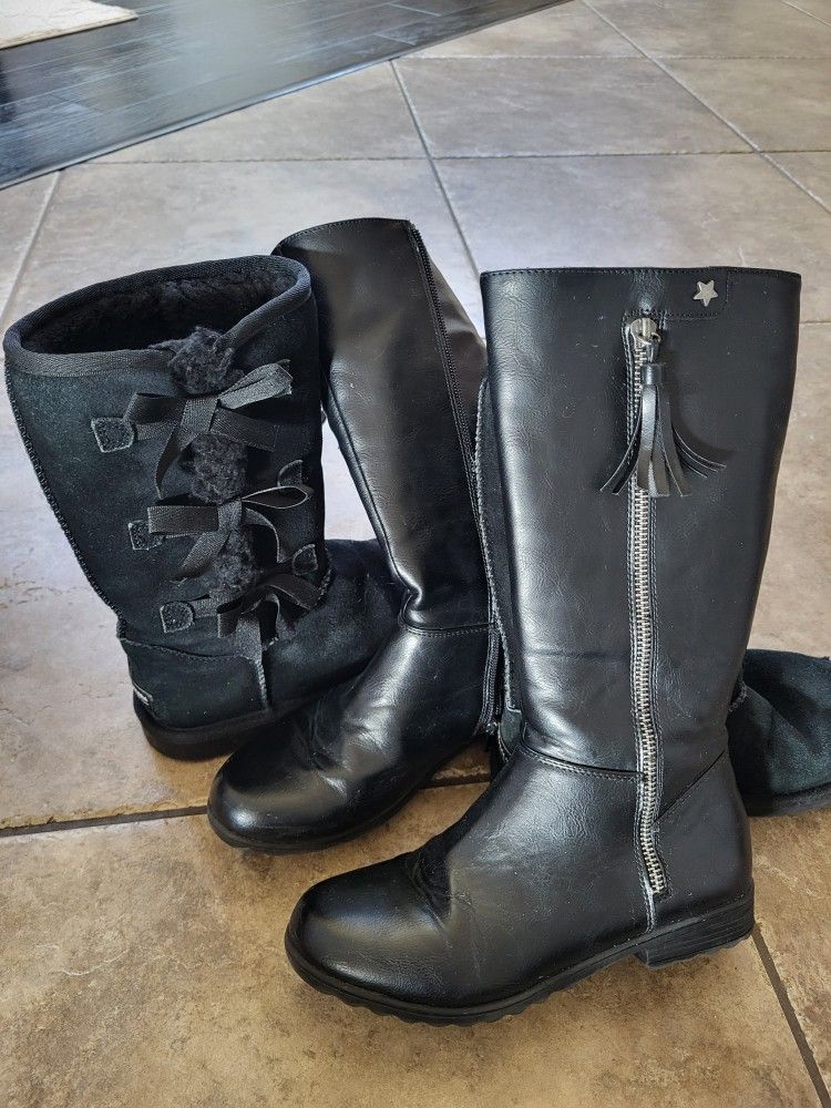 2 Pairs of BOOTS... Girls Size 3 BLACK
