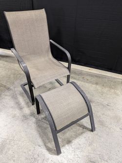 Outdoor Patio Sling Lounge Chair with Matching Ottoman