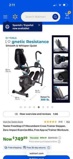 Teeter FreeStep LT1 Recumbent Cross Trainer Stepper