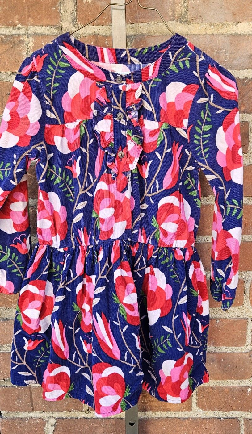 5T, Corduroy Floral Dress Girls, Long Sleeve, Ruffle Tunic Dress Old Navy