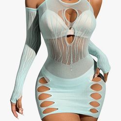 NWOT - Blue Key Hole Sexy Mesh Long Sleeve Bodycon Baby Blue Mini Dress  (Festival Wear /rave Wear/rave Outfit/ Clubbing / Mesh Dress) for Sale in  Artesia, CA - OfferUp