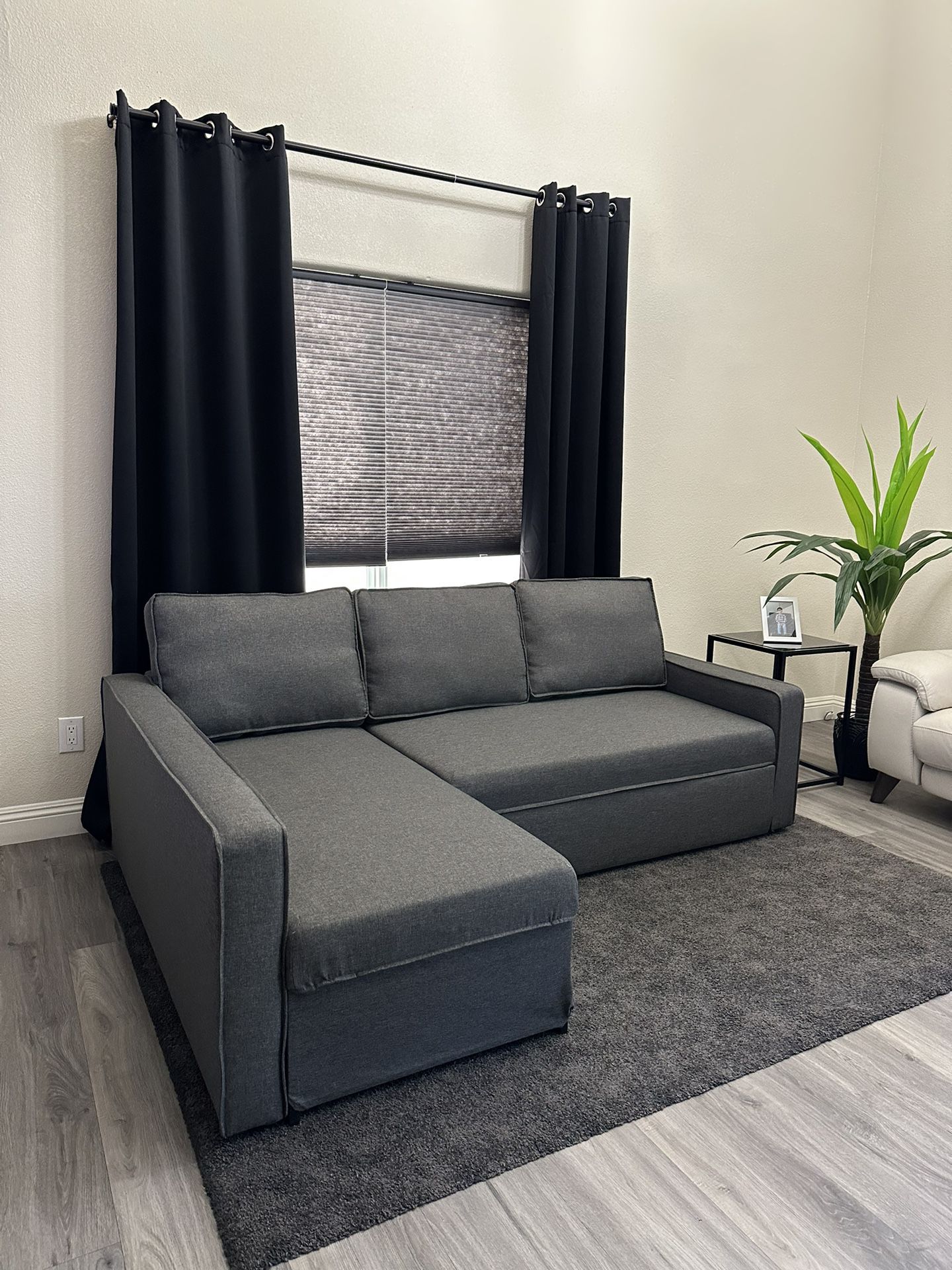 Modern Dark Grey Pop Up Sleeper Sofa Sectional Couch