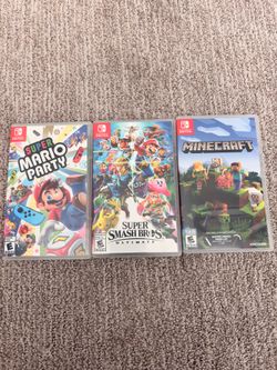 Minecraft, Super Mario Party, Super Smash Bros.