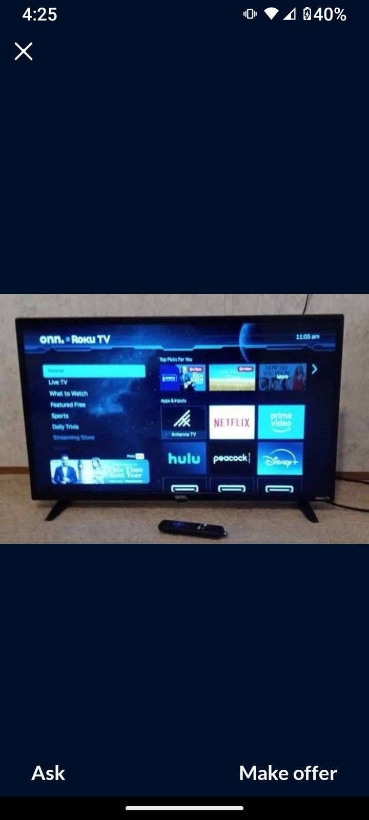 32" Roku TV With Remote
