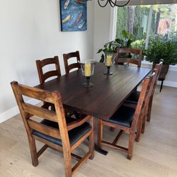 Solid Rosewood Dining Table, Chairs & Sideboard