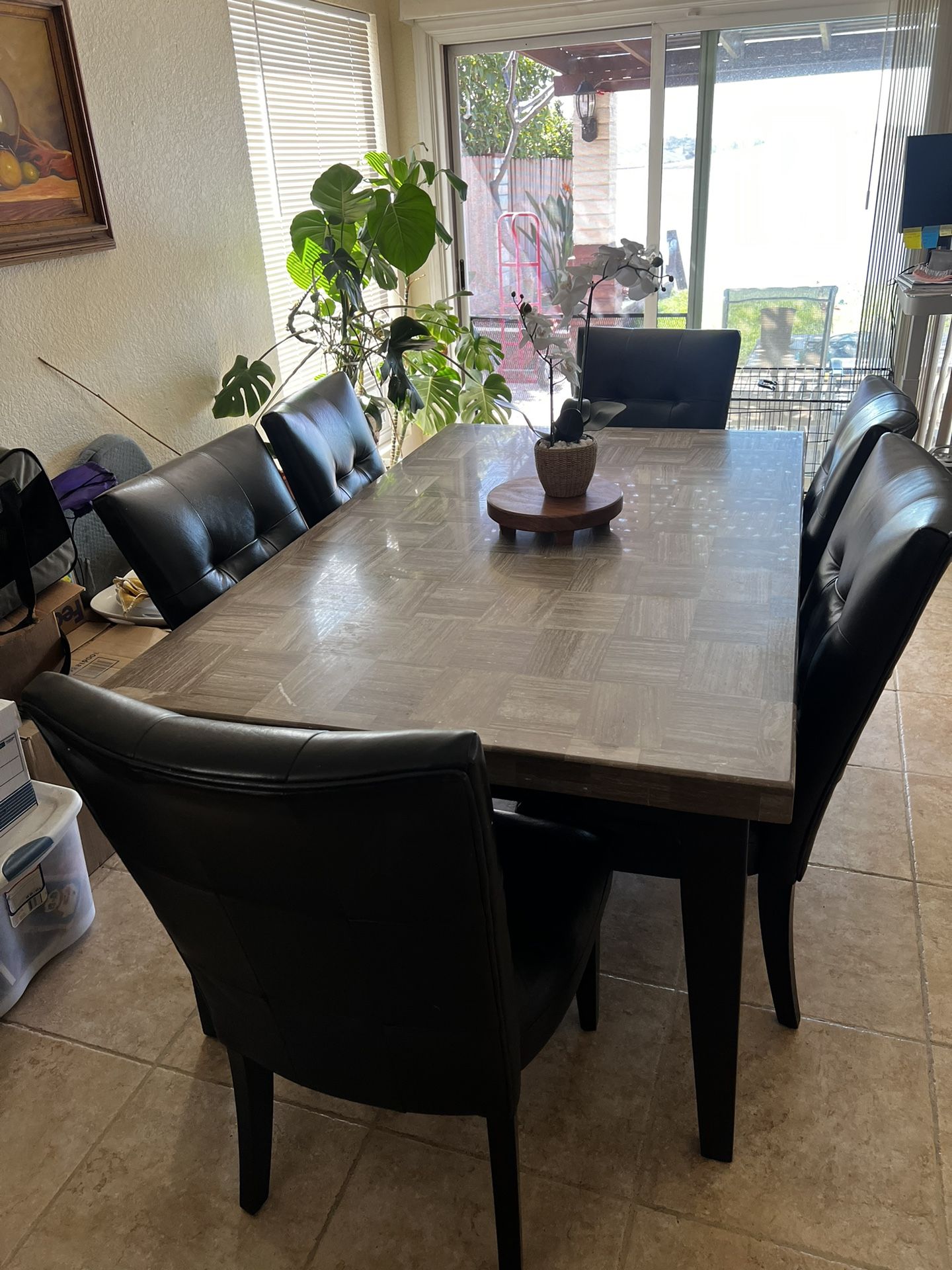 Heavy Duty Dining Room Table, 6 Chairs And 2 Bar Stool Chairs