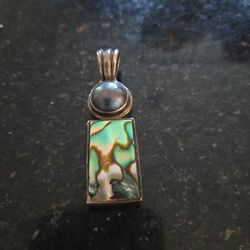 Sterling Silver Mabe Pearl And Abalone Pendant