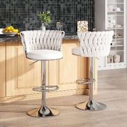 Set of 2 Adjustable Height Swivel Barstools