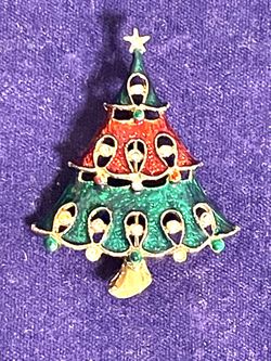 Colorful Holiday Tree Brooch
