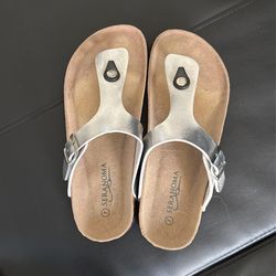 Silver Birkenstock Style Sandals