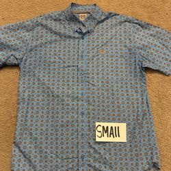 Cinch men's royal blue geometric print short sleeve button-down shirt