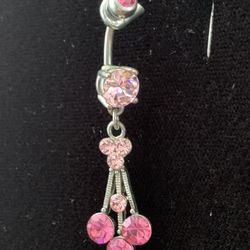 Pink Cherry Vintage Y2K 14 g Chandelier Surgical Steel Belly ring