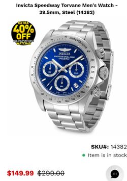 Invicta speedway torvane mens watch 39.5 mm