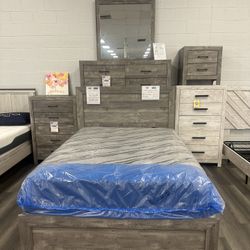 5 Piece Queen Or Full Size Bedroom Set Brand New In Boxes Includes Bed Frame, Dresser, Mirror And 2 Nightstands 